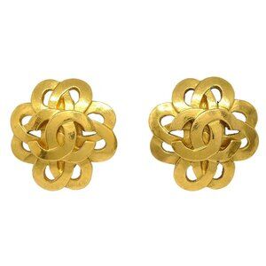 Chanel Flower Earrings Clip-On Gold 97P 135102